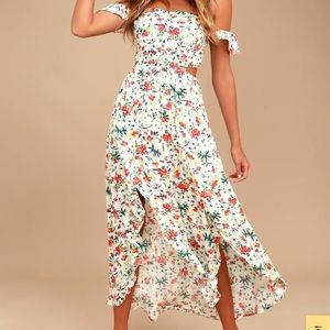 Lulus easy on the eyes off the shoulder maxi dress